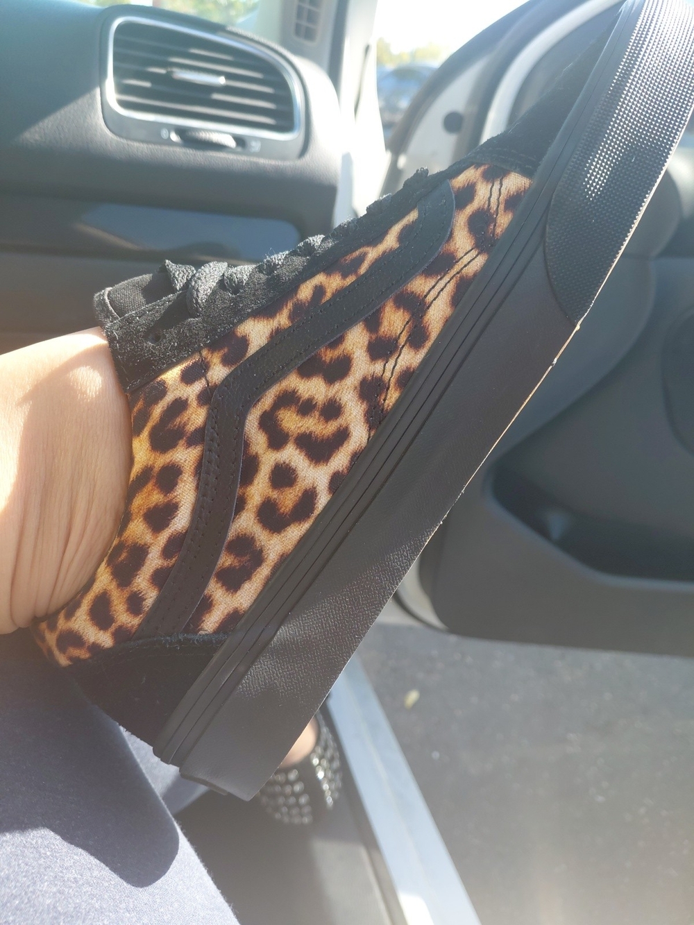 Vans Women's Low-Top Sneaker in Leopard Print and Black